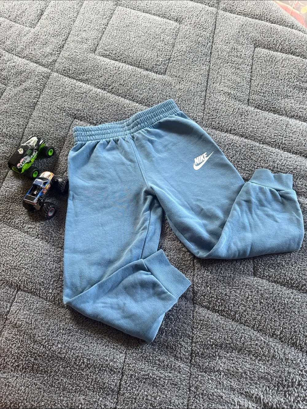 Nike Kids Light Blue Fleece Joggers with White Logo